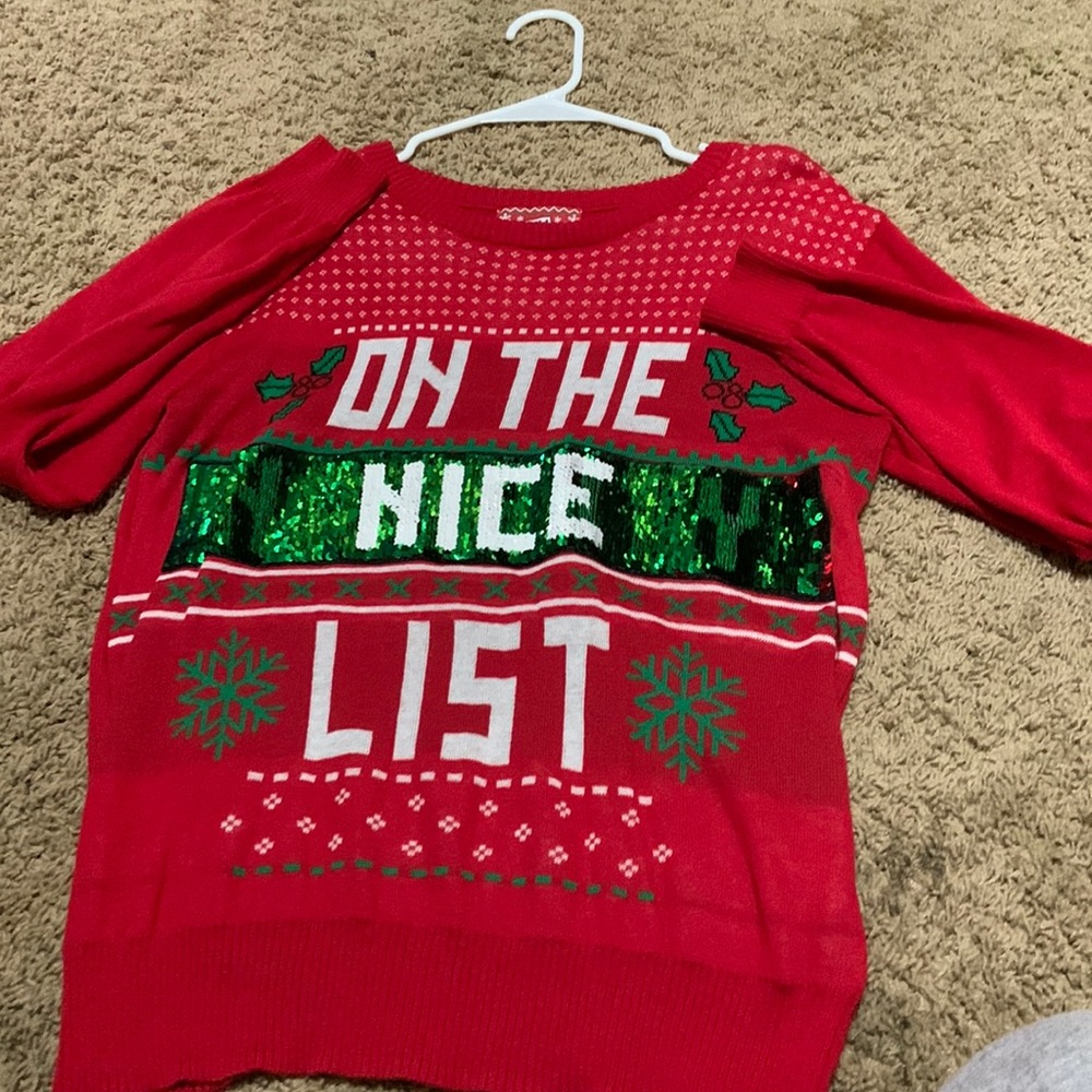 Large ugly Christmas sweater, sequin switch
